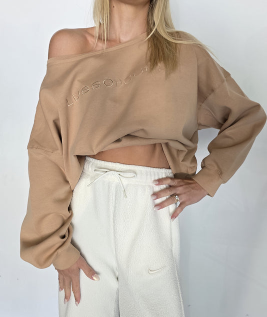 The Layover Off-Shoulder Sweater - Warm Camel