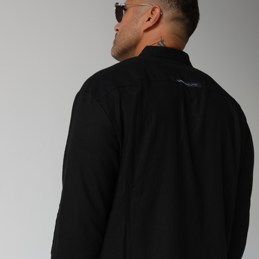 Men's Lusso Mandarin Collar shirt - Black