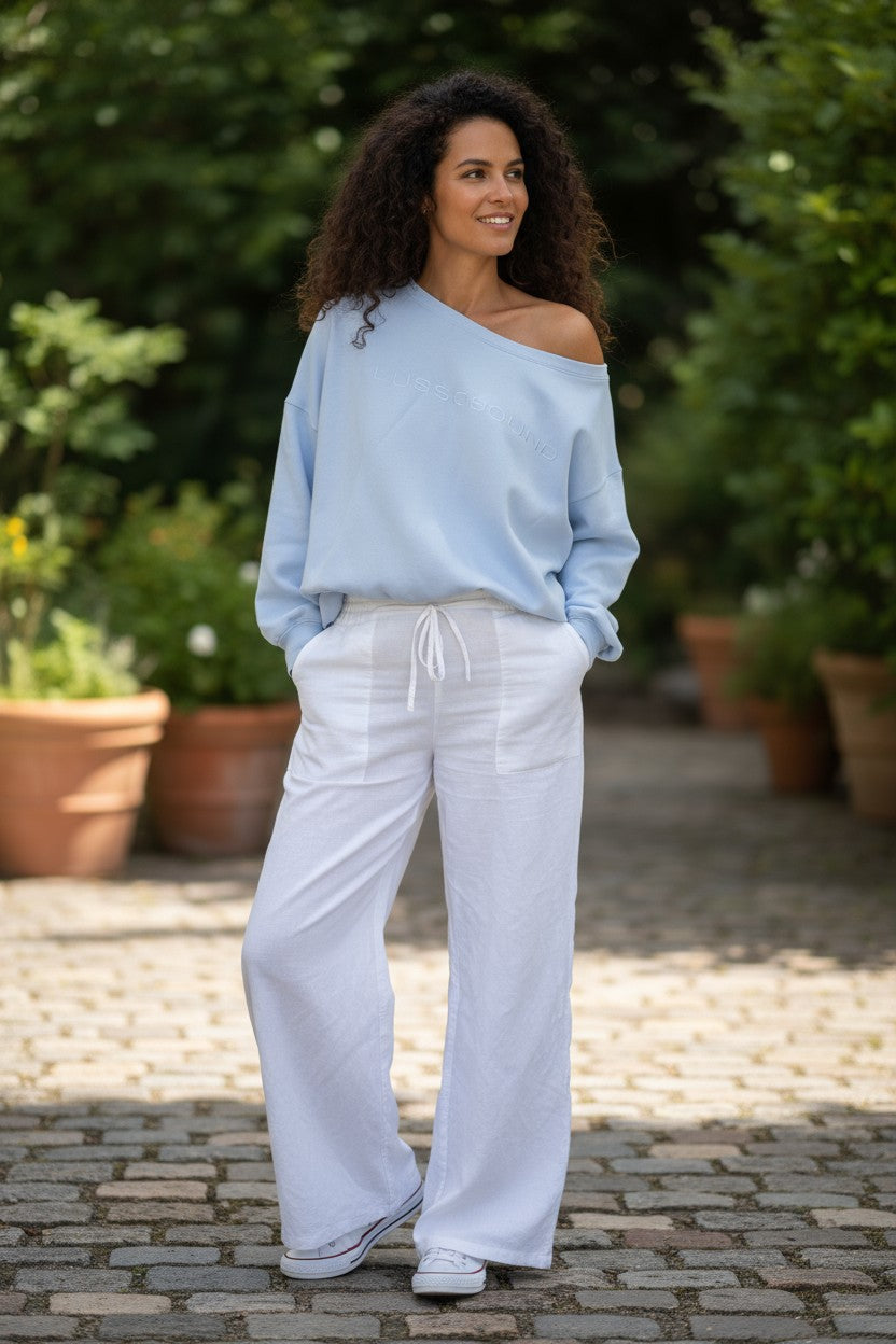 The Layover Off-Shoulder Sweater - Sky Blue