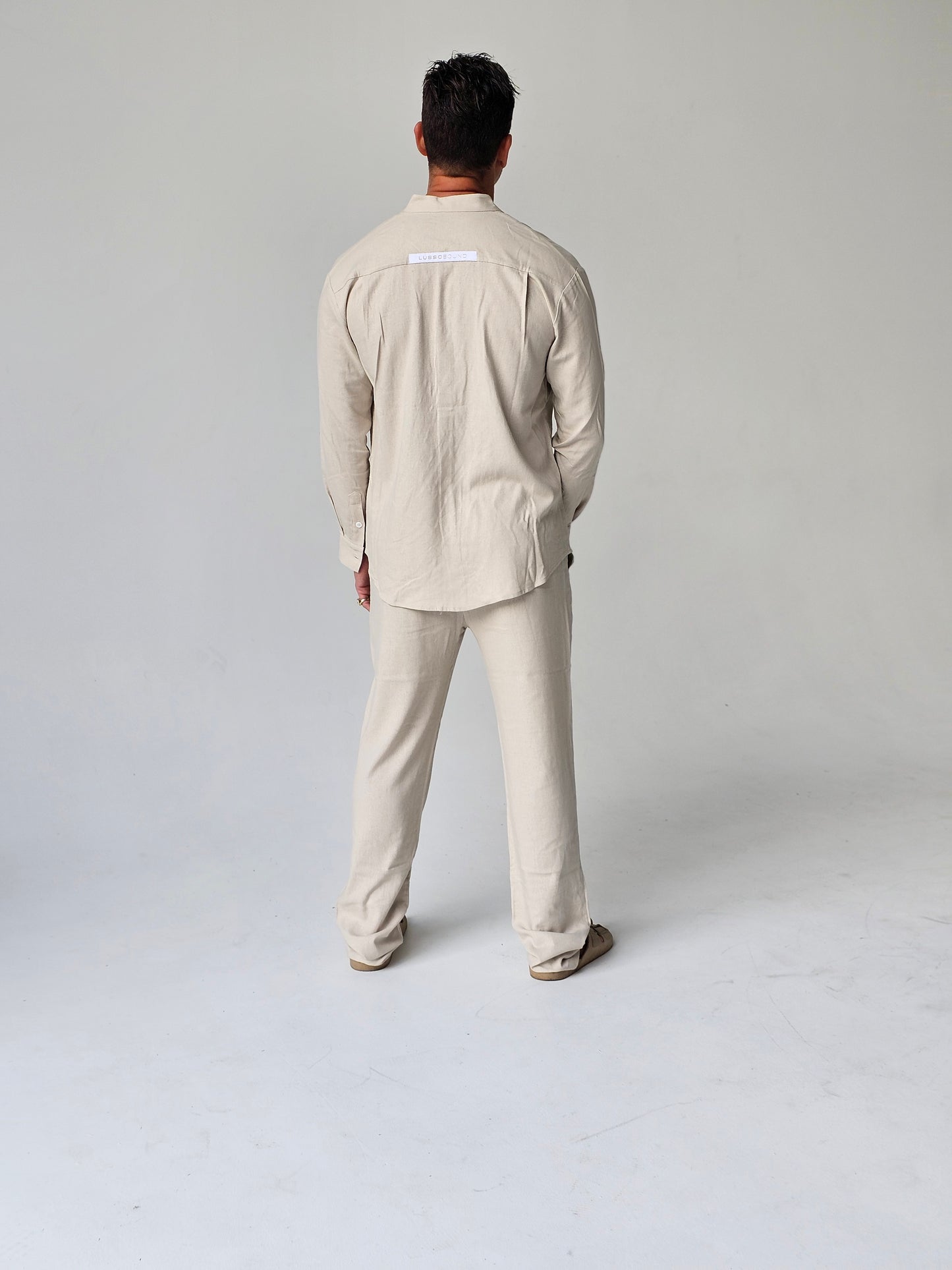 Men's Lusso Mandarin Collar shirt - Beige