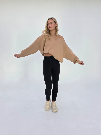 The Layover Off-Shoulder Sweater - Warm Camel