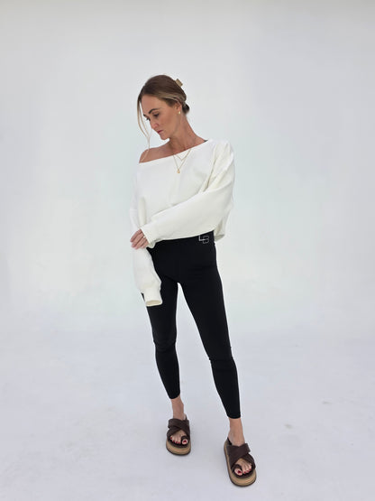 The Layover Off-Shoulder Sweater - White