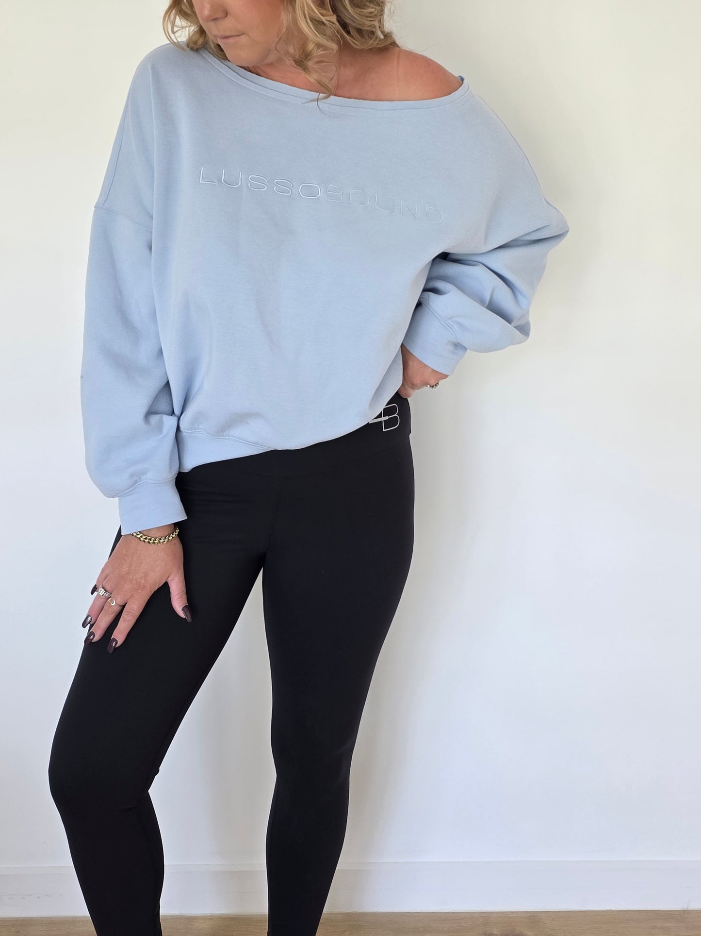 The Layover Off-Shoulder Sweater - Sky Blue