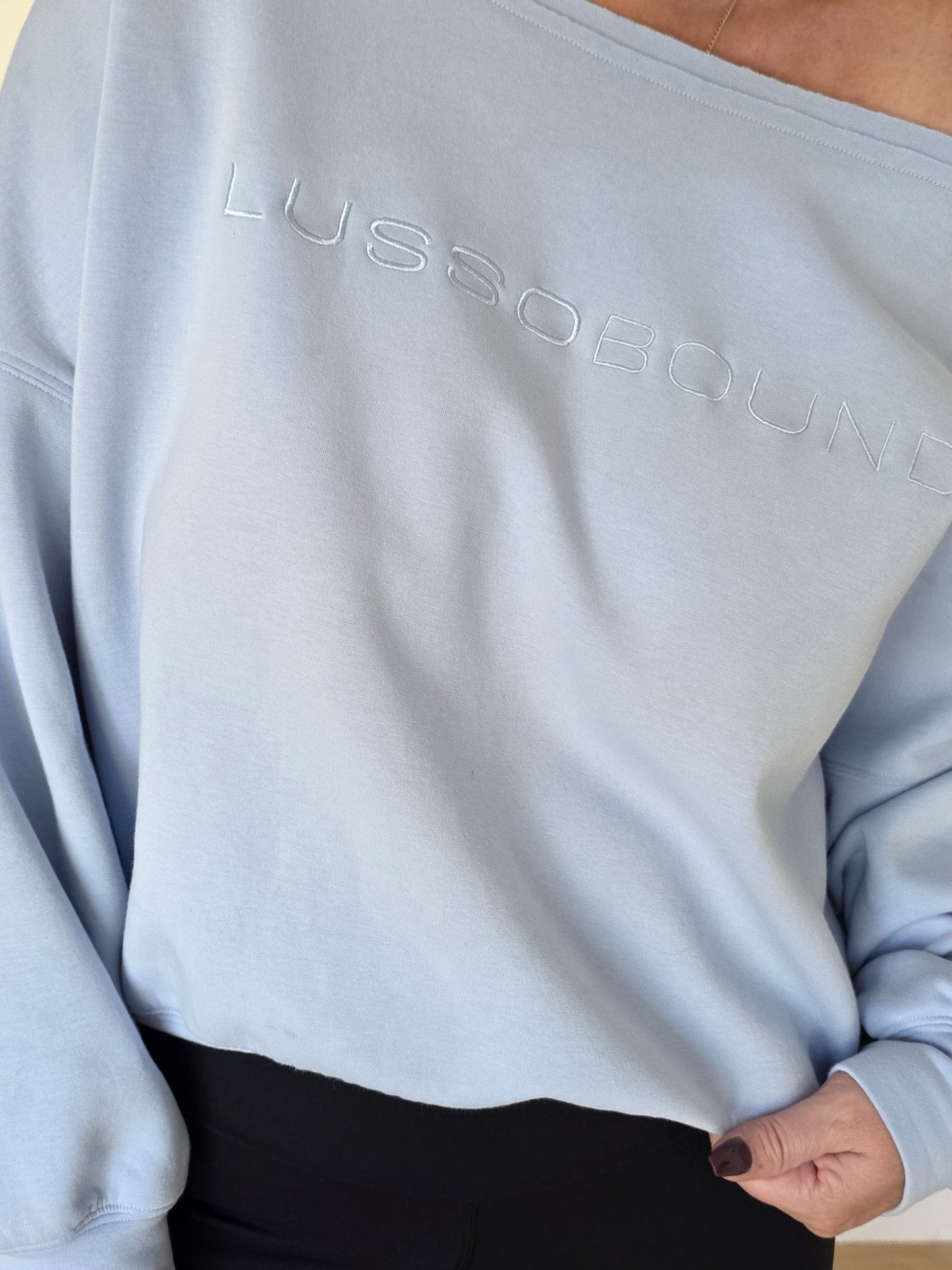 The Layover Off-Shoulder Sweater - Sky Blue