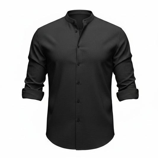 Men's Lusso Mandarin Collar shirt - Black