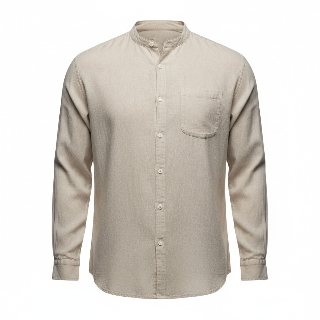 Men's Lusso Mandarin Collar shirt - Beige