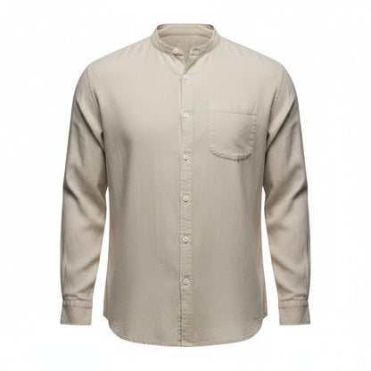 Men's Lusso Mandarin Collar shirt - Beige