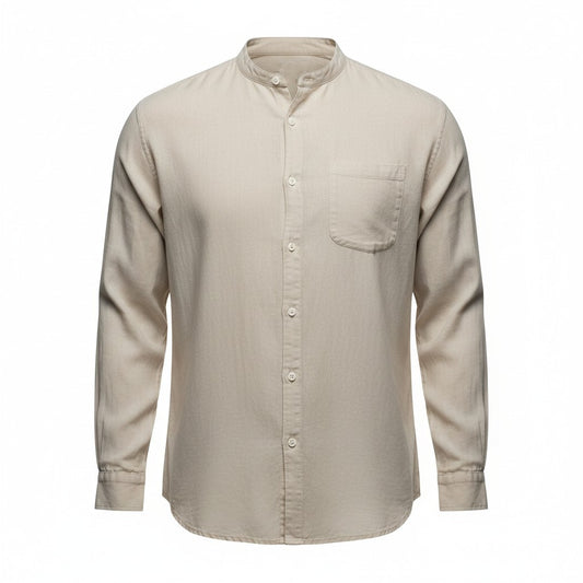 Men's Lusso Mandarin Collar shirt - Beige