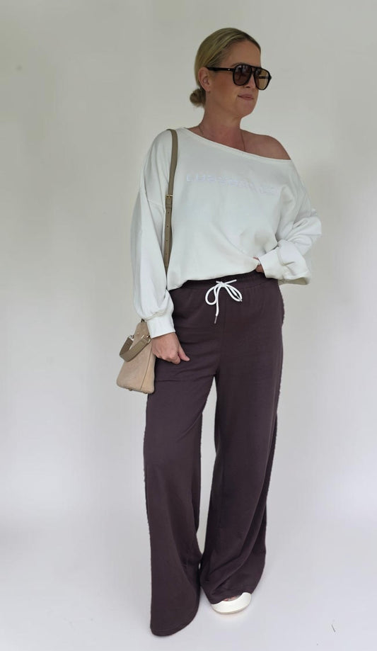 Lusso Wide Leg Pants - Chocolate