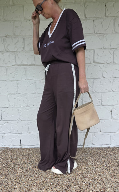 Lusso Wide Leg Pants - Chocolate