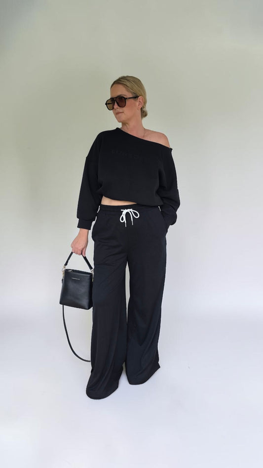 Lusso Wide Leg Pants - Black