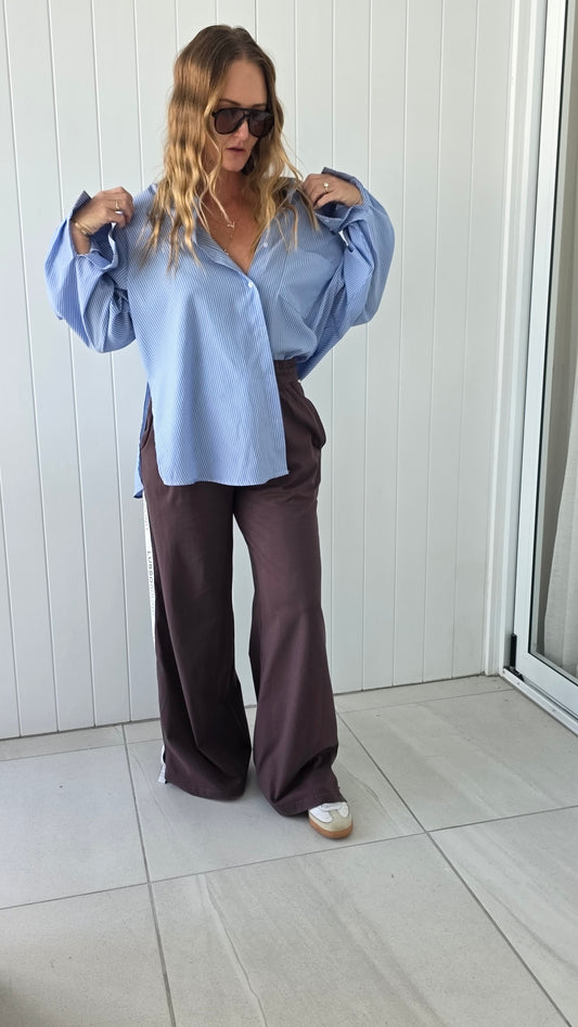 Lusso Wide Leg Pants - Chocolate