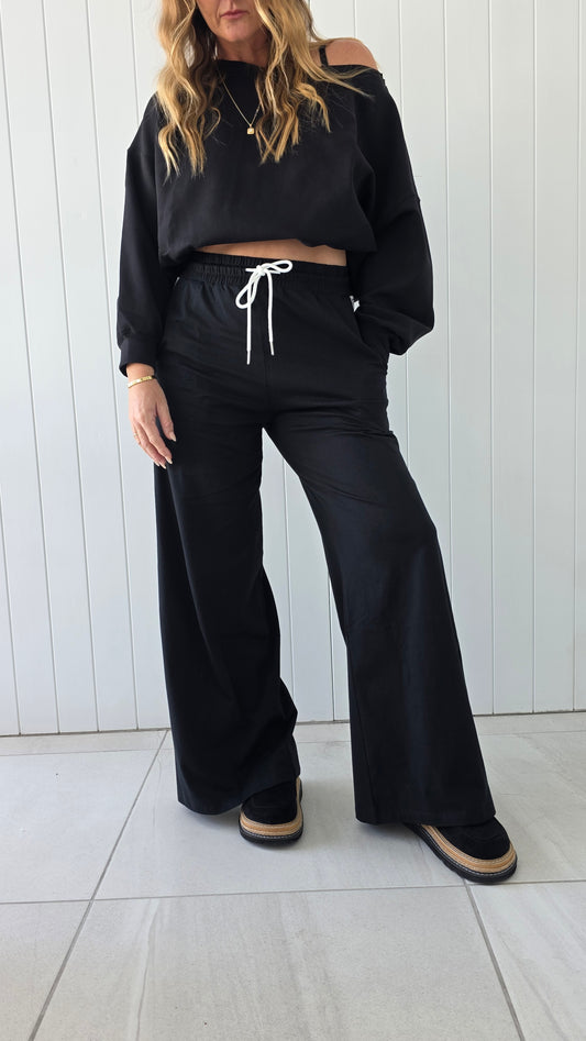 Lusso Wide Leg Pants - Black