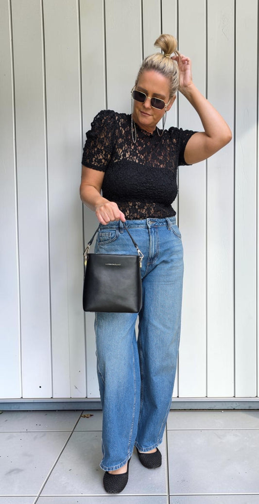 The Leather Mini Florence Crossbody - Black