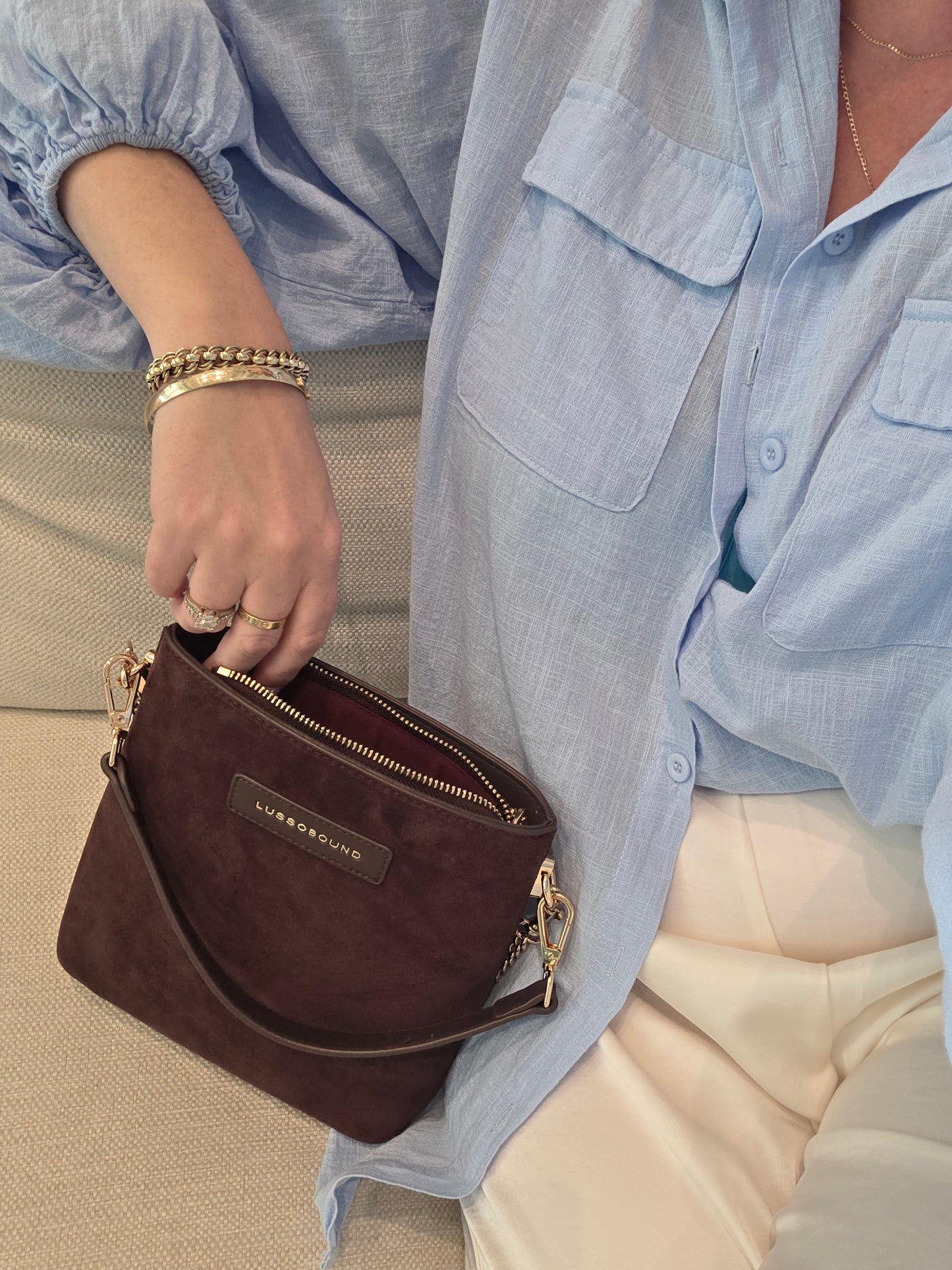 The Suede Mini Florence Crossbody - Deep Mocha