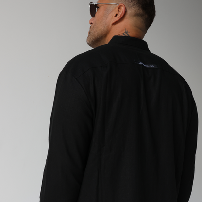 Men's Lusso Mandarin Collar shirt - Black
