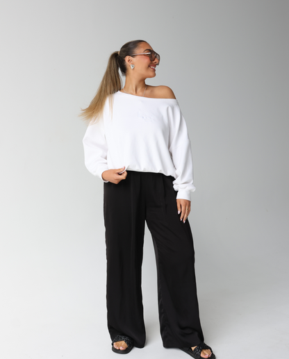 The Layover Off-Shoulder Sweater - White