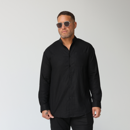 Men's Lusso Mandarin Collar shirt - Black
