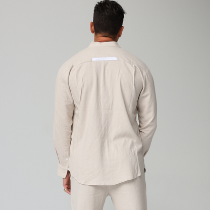 Men's Lusso Mandarin Collar shirt - Beige