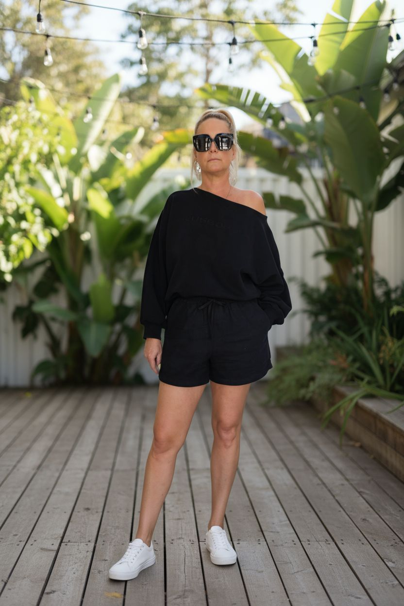 The Layover Off-Shoulder Sweater - Black