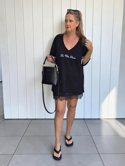 La Vita Lusso Oversized Tee - Black