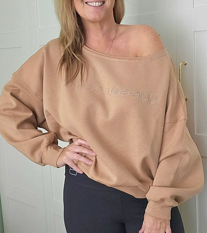 The Layover Off-Shoulder Sweater - Warm Camel