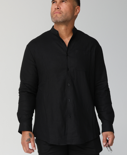 Men's Lusso Mandarin Collar shirt - Beige