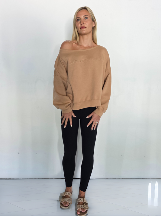 The Layover Off-Shoulder Sweater - Warm Camel