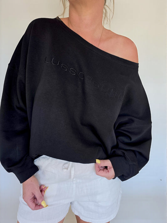 The Layover Off-Shoulder Sweater - Black